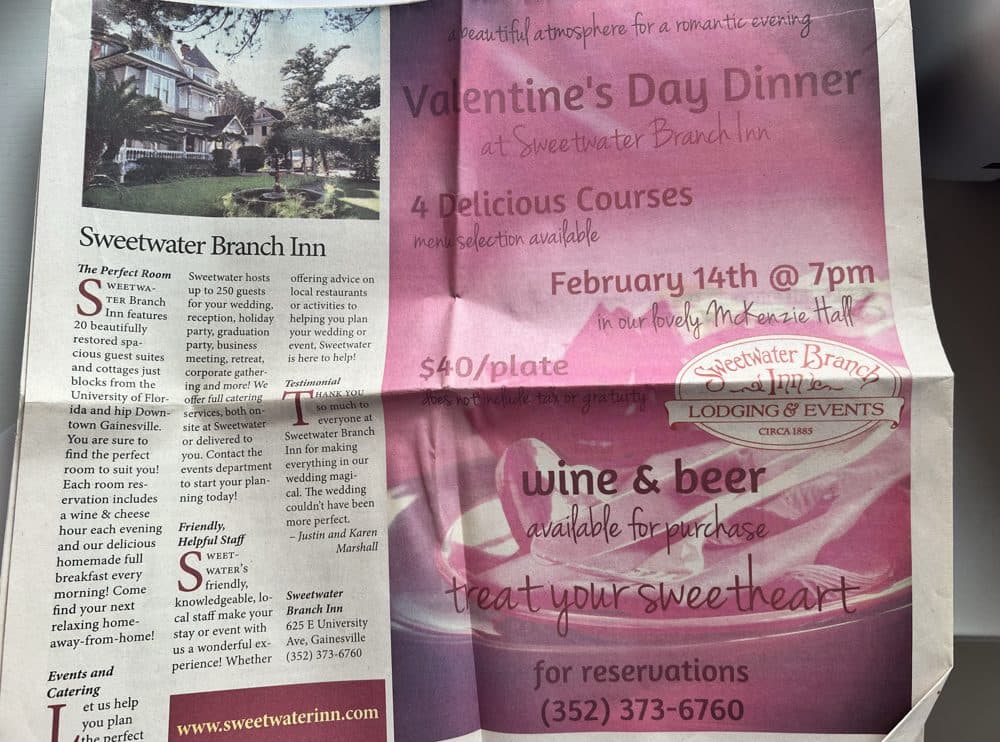 A Valentine’s Day Dinner ad and magazine spread I designed for Sweetwater Branch Inn - print marketing was part of the multi-channel work that pulled me toward digital.