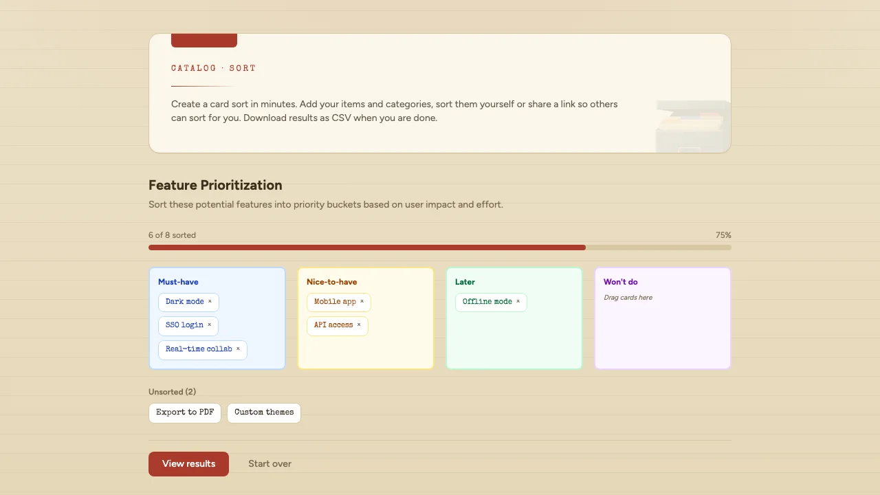 Card Sort Maker screenshot