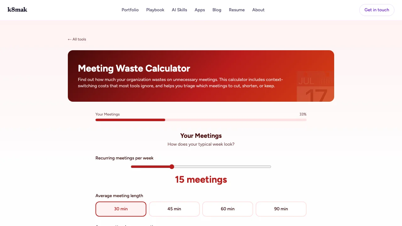 Meeting Waste Calculator screenshot