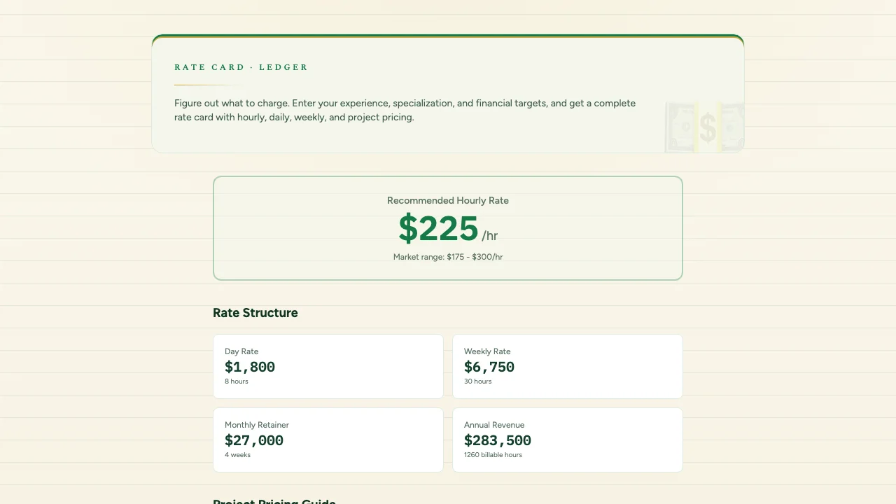 Consulting Rate Calculator screenshot