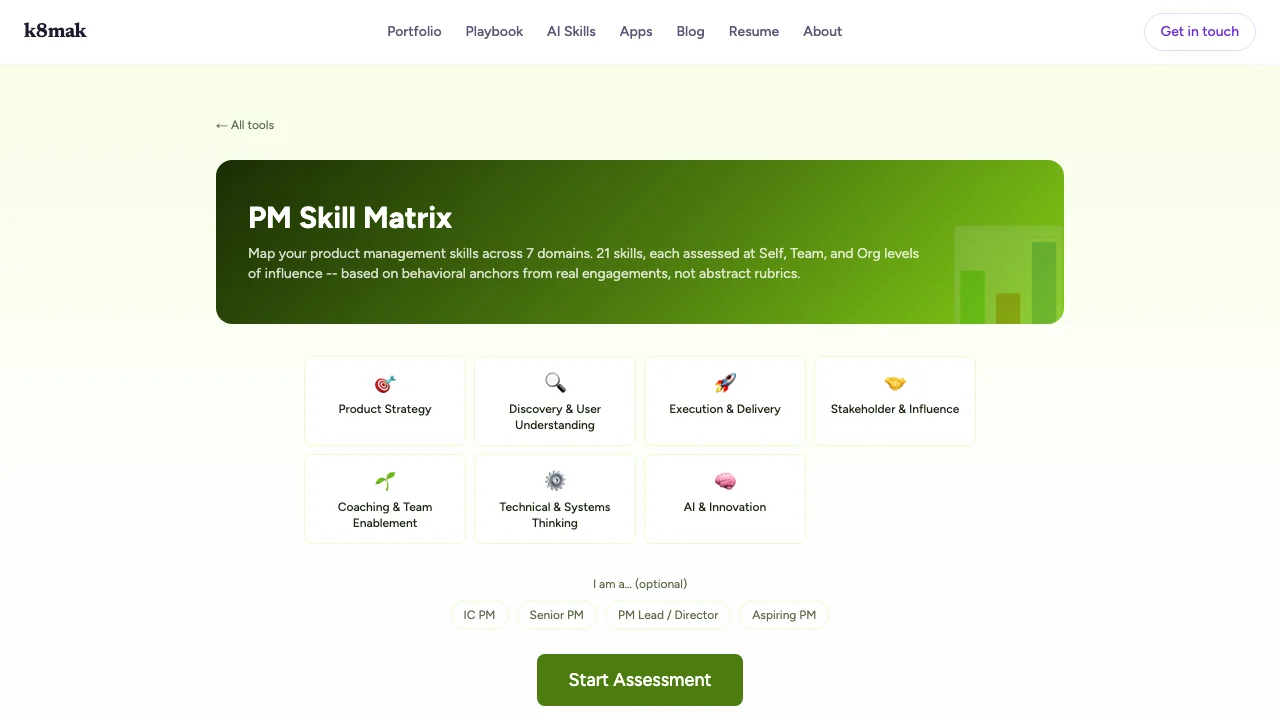 PM Skill Matrix screenshot