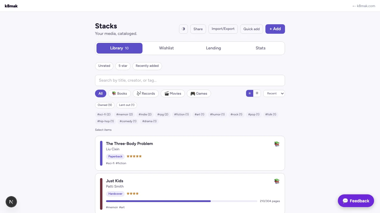 Stacks screenshot