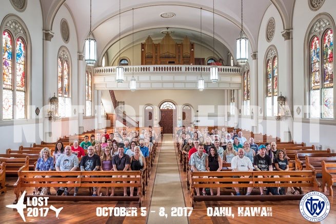 LOST 2017 group photo at filming location church on Oahu